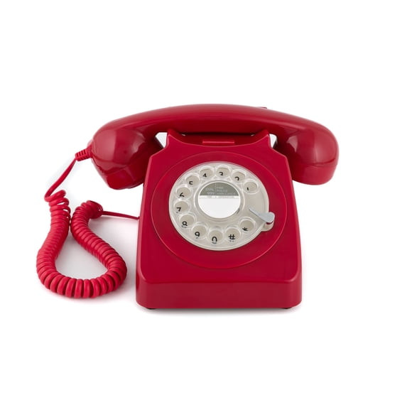 Teléfono fijo GPO 746 Rotary estilo retro de los años 70 con cable rizado