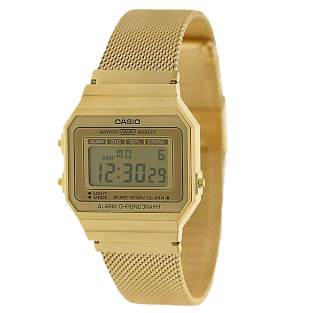 Reloj Para Mujer Super Delgado De Tono Dorado Resina/acero Inoxidable Malla A700wmg-9a