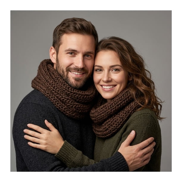 Bufanda Cuello Estilo Punto Inglés Lana Invierno Abrigado