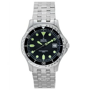 Reloj Ratio Freediver Reloj Profesional Zafiro Negro Esfera Cuarzo Rtf005 200M Hombre