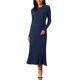 thumbnail image 1 of INSPIRE CHIC Vestido de Mujer de Manga Larga Otoño 2026 Cuello Redondo Tejido de Punto Acanalado Plisado Vestidos Midi Línea A L Azul Oscuro, 1 of 6