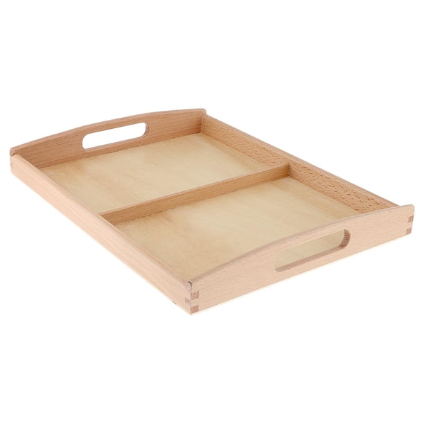 Bandeja de clasificación de madera Montessori, materiales Montessori, dos compartimentos, bandejas de juguetes de clasificación de madera para bebés,