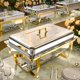 thumbnail image 1 of Juego de chafing dish RAMVIC de 4 piezas, 9 qt, dorado y plateado, 1 of 7