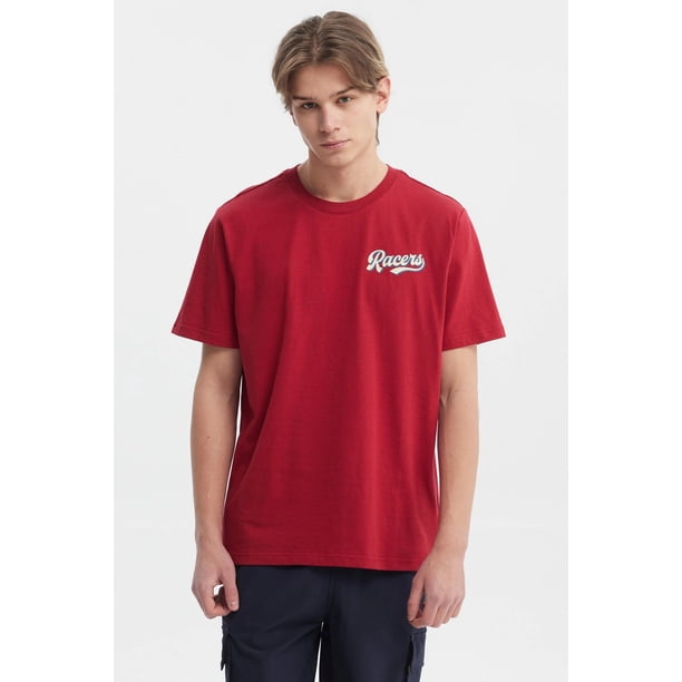 Polera Hombre Regular Fit Print Trasero Rojo