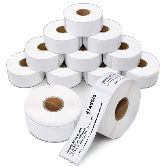 Etiquetas Aegis Adhesives 2,8 cm × 8,9 cm – Pack de 12 rollos
