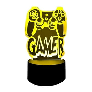 Lelumania - Lampara Ilusion 3D Joystick Gamer De 7 Colores, Base Touch