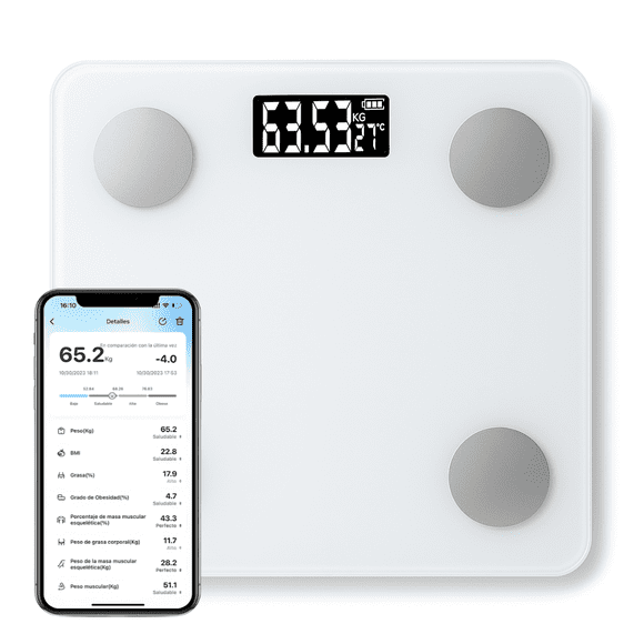 Báscula Digital Inteligente con Bluetooth para Baño Inalámbrica