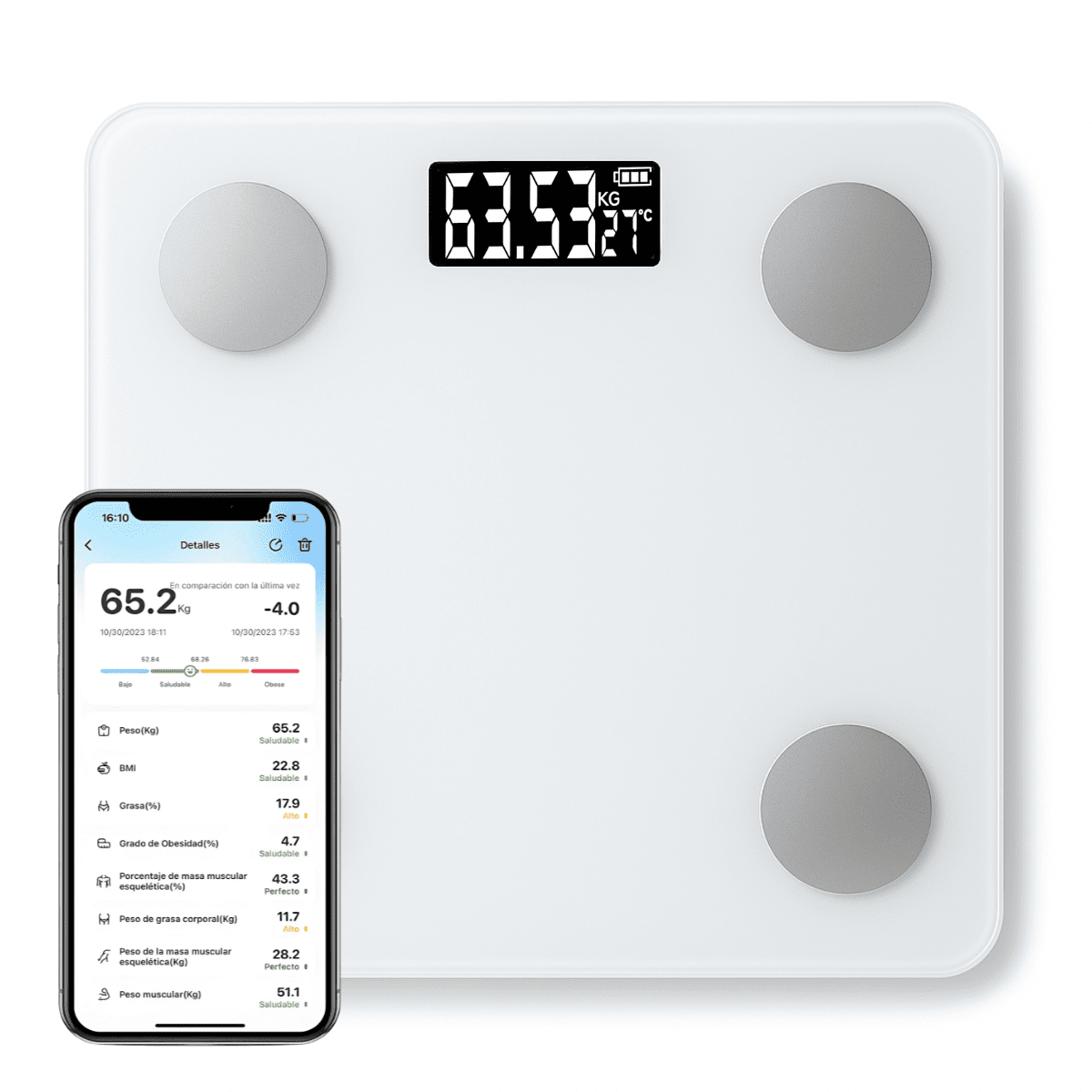 Linea Sport - Báscula Digital Inteligente Con Bluetooth Para Baño Inalámbrica