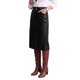 thumbnail image 4 of INSPIRE CHIC Falda Midi de Mujer de Cuero Sintético de Cintura Alta con Botones Decorativos, Abertura Lateral, Ajustada, Hasta la Rodilla, para Oficina, Tipo Lápiz, Mediana, Negra, 4 of 5