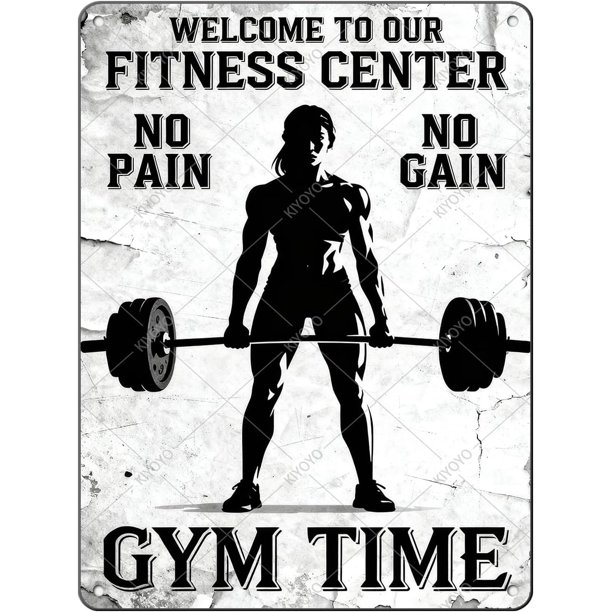 Letrero sala gimnasio terapia fitness vintage metal estaño hierro pintura decoración pared hogar club cueva hombre 30x20 cm