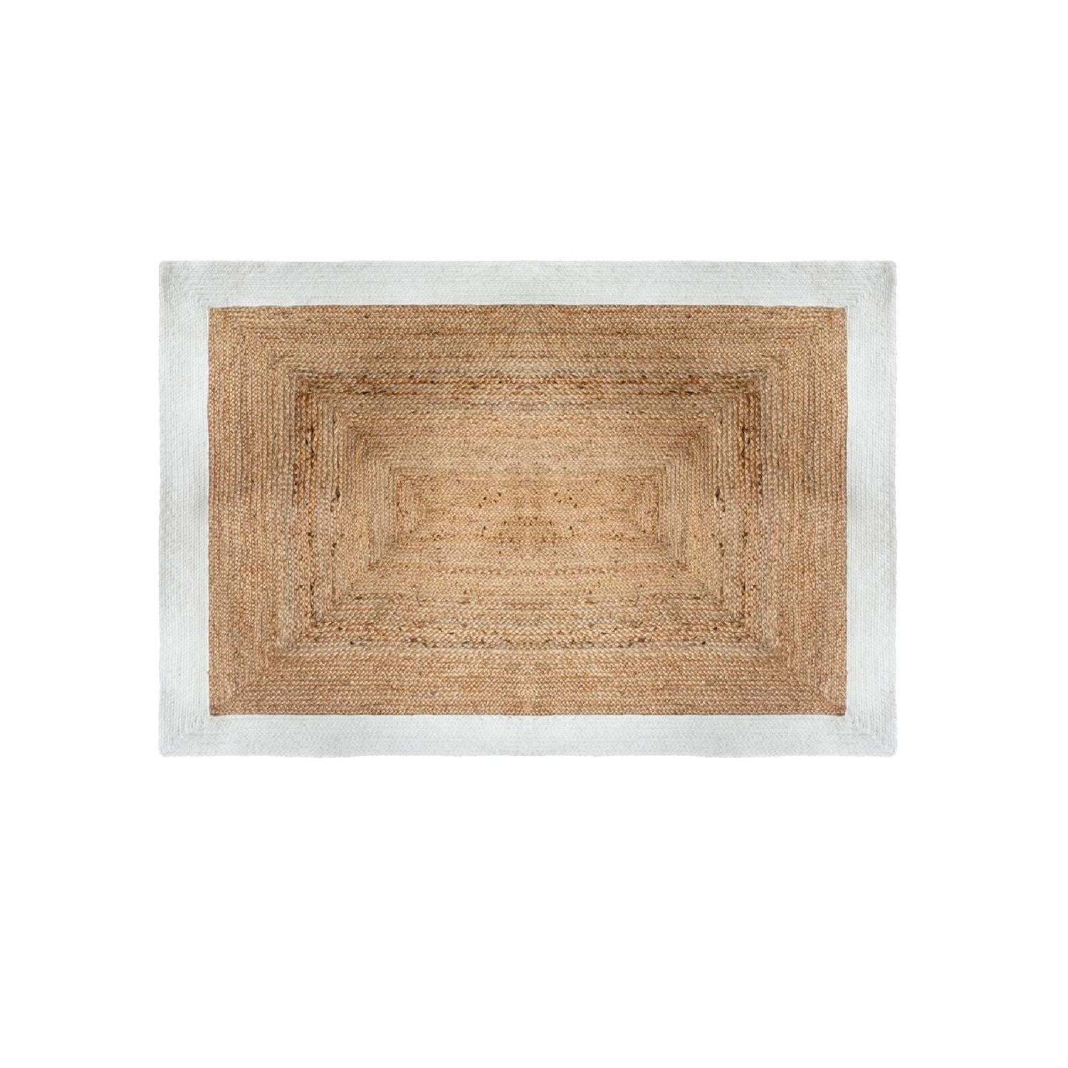 Alfombra De Yute Rectangular Borde Blanco 170x120 Cm Atmosphera