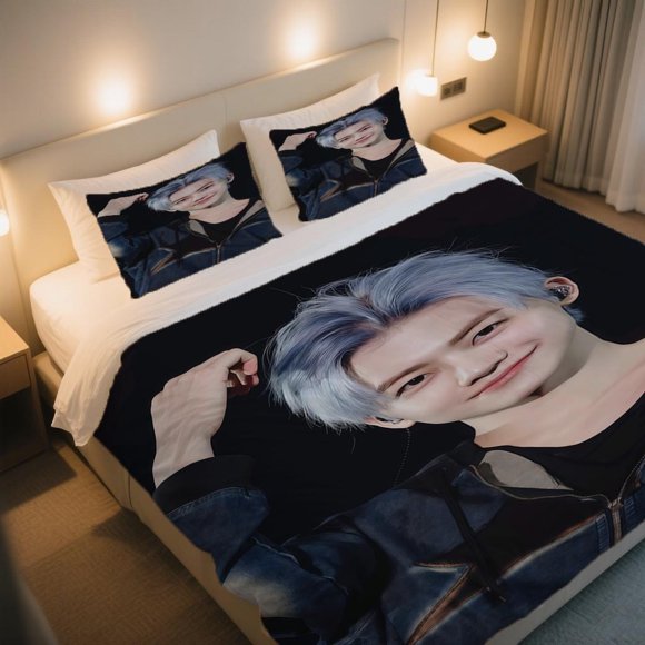 JAEMIN Denim Style Duvet Cover Set Thanksgiving & Independence Day Cartoon Retro Pattern for a Fresh Bedroom Decor Breathable and Comfortable with Easy Maintenance
