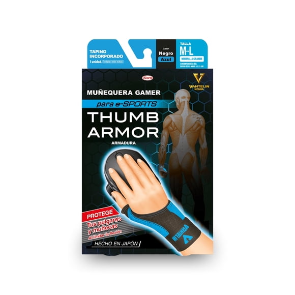 Thumb Armor Muñequera Para Gamers Talla M-L Neon Azul