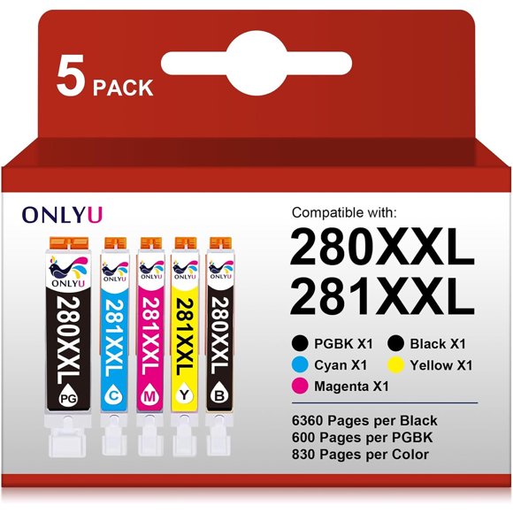 Cartuchos ONLYU Canon 280XXL 281XXL 5 Unidades