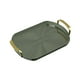 thumbnail image 3 of Bandeja De Servicio Con Asas Doradas Bandeja De Cosméticos Decorativa Para Comidas, Refrigerios Verde Oscuro, 3 of 5