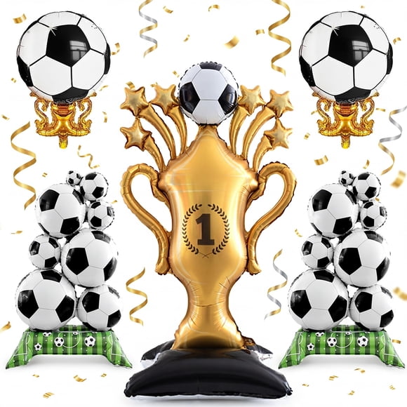 HYXBT Set de 5 globos de fútbol con trofeo extragrande