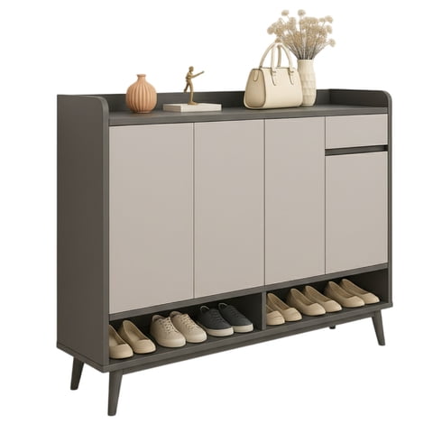 Mundo Online - Zapatero Blackey 4 Puertas Organizador Estante + Cajón 118Cm