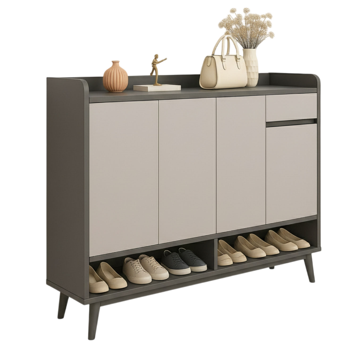 Mundo Online - Zapatero Blackey 4 Puertas Organizador Estante + Cajón 118Cm