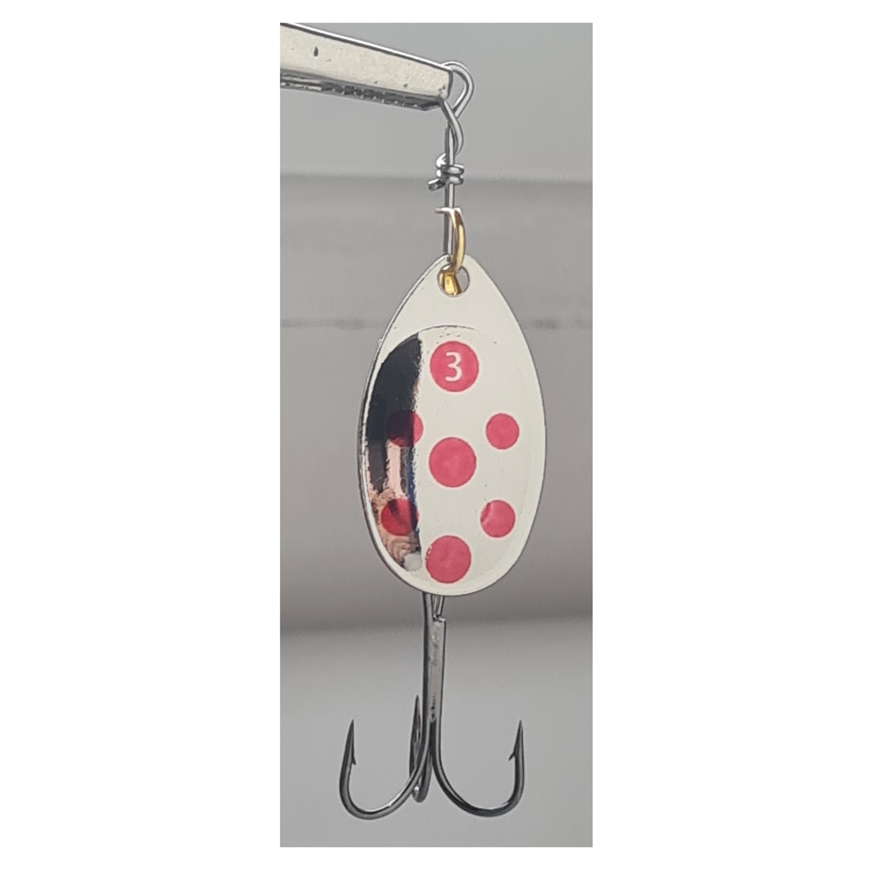 Silstar - Spinner Cucharita 7Grs 7,1Cms Plata Puntos Rojos #3