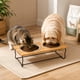 thumbnail image 4 of Comedero Elevado Doble para Perro Gato con 2 Platos Acero Inoxidable Bambú, 4 of 8