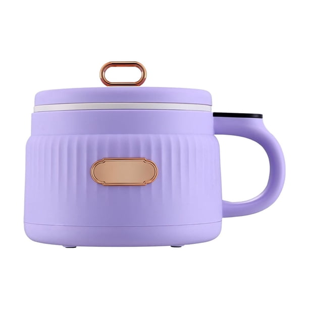 Olla arrocera eléctrica pequeña de 1,6 l, 110 V, antiadherente, para cocinar fideos, ideal para 1-3 personas, para acampar o cocinar sopa en dormitorios. Violeta