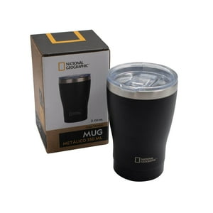 National Geographic - Mug Acero Inoxidable Tapa Transparente Rosca 350Ml Negro