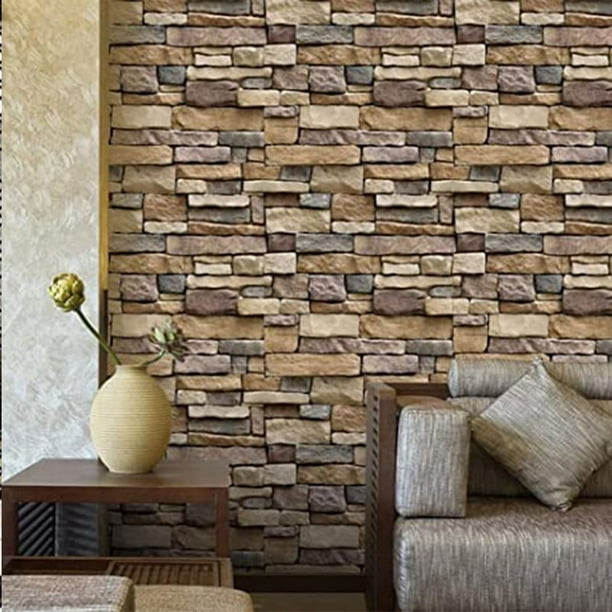1pc Self Adhesive 3D Brick Pattern Wallpaper, 33ft/10m, Waterproof Instant Sticker