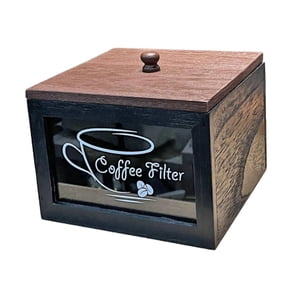 Bothyi - Portafiltros De Café Rústico A Prueba De Polvo, Dispensador De Granja, Caja De Almacenamiento De Madera