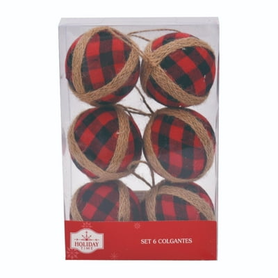 6 Colgantes Esfera Roja Holiday Time