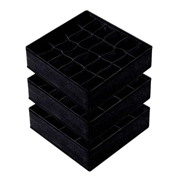 3 Piezas Divisores Organizadores De Cajón De Ropa Interior De Calcetines Para Ropa Interior, Pañuelos, Negro