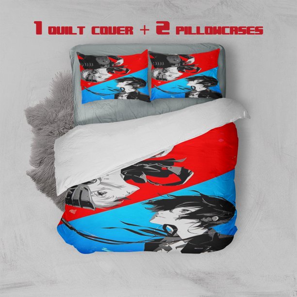 3pcs Goddess Observed 5 Character Illustration Joker & Futaba Themed Bedding Set Multi Color Print