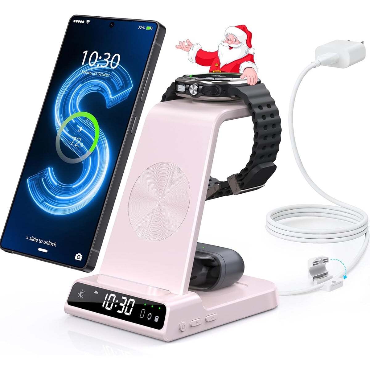 Cargador Inalámbrico 3 En 1 Samsung S25 S24 S23 Buds Reloj