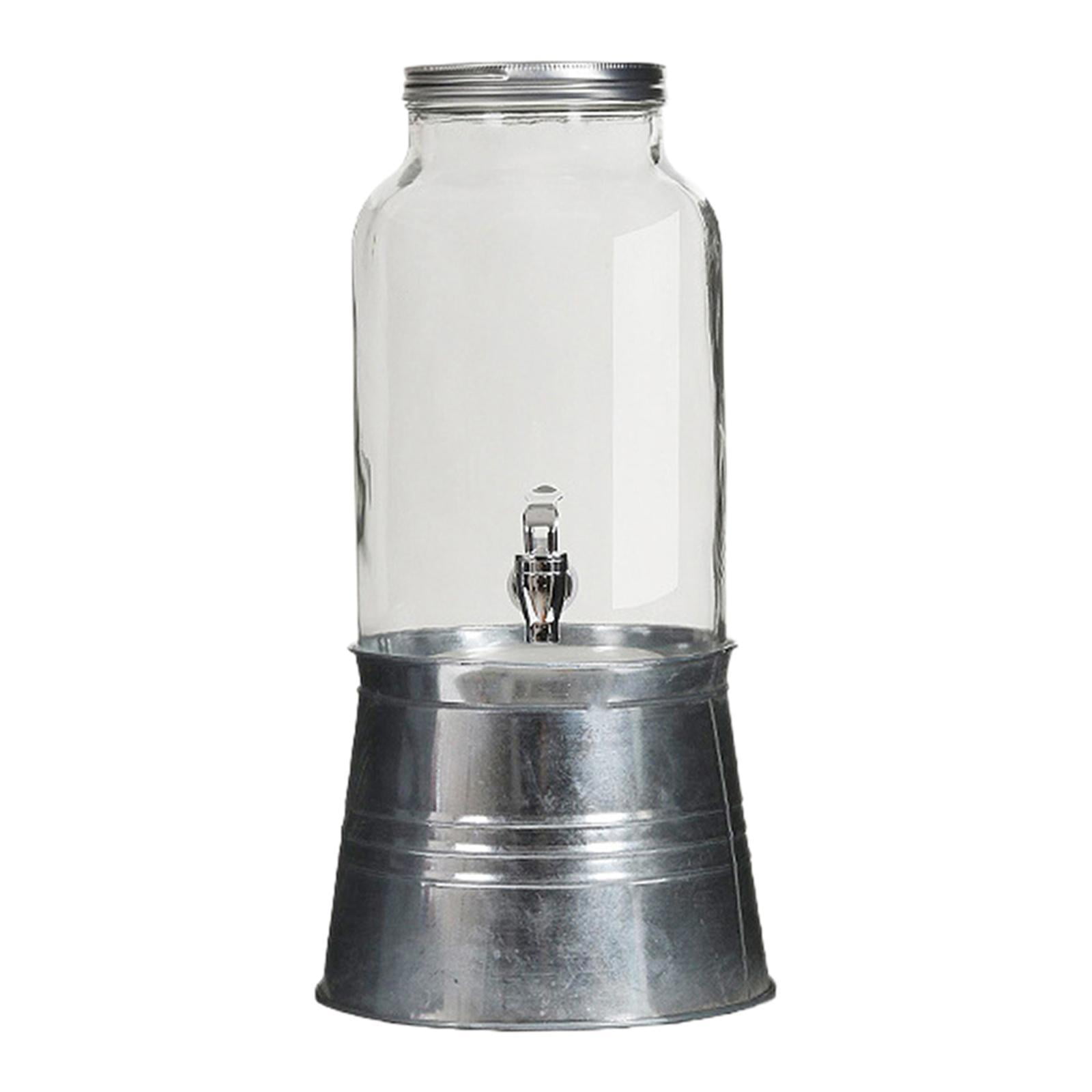 Magideal - Tetera De Tarro De Vidrio, Jarra De Cristalería De 3l Con Soporte, Bote, Jarra De Jugo Para Cocina, Bebidas Frías Y Calientes, Mesa De Comedor Para El