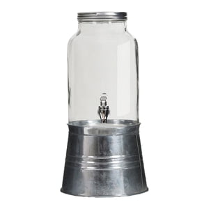 Magideal - Tetera De Tarro De Vidrio, Jarra De Cristalería De 3L Con Soporte, Bote, Jarra De Jugo Para Cocina, Bebidas Frías Y Calientes, Mesa De Comedor Para El