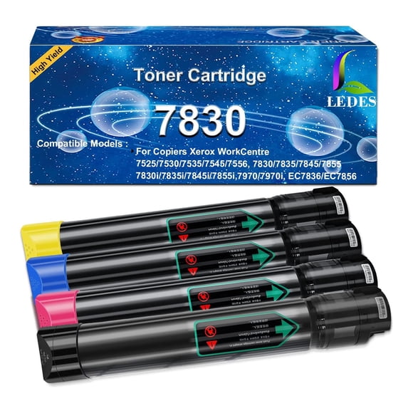 Cartucho de tóner LEDES, paquete de 4, alto rendimiento para Xerox 7830