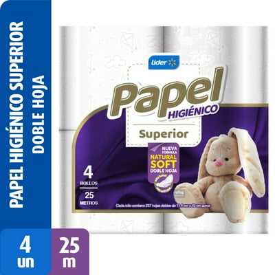 Papel Higiénico Superior Doble Hoja 25 M 4 Un Lider