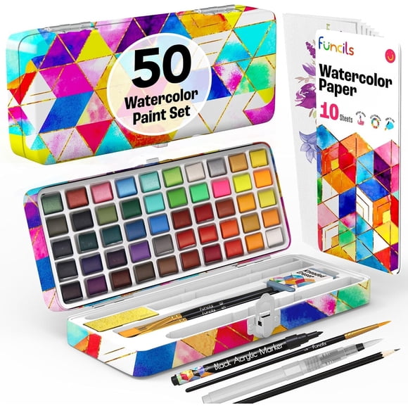 Set De Acuarelas 50 Colores Metálicos Y Brillantes