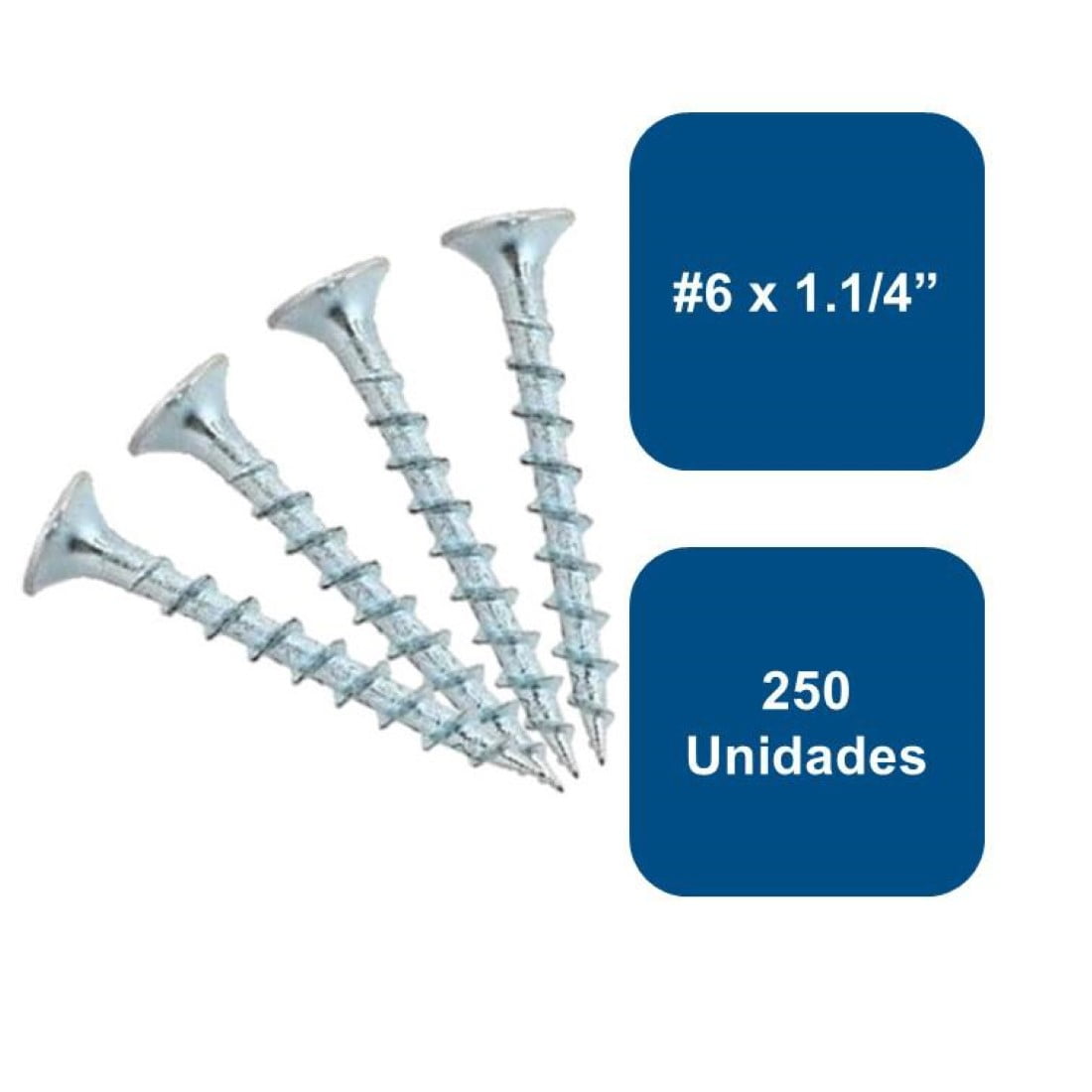Anclajes - Tornillo Yeso Cartón Zincado Hilo Grueso #6 X 1.1/4" 250un