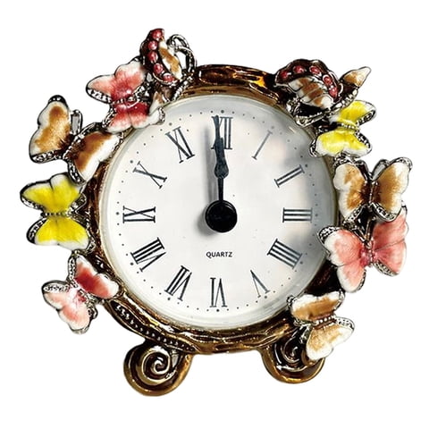 Bothyi - Reloj De Mesa Retro Vintage Reloj De Metal Rústico Con Números Romanos A Pilas