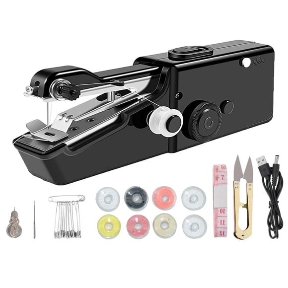 Máquina de coser portátil de mano BIDDFA eléctrica mini negra