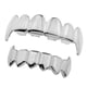 thumbnail image 2 of Parrillas Chapadas En Oro De 18 Quilates Juego De Parrillas De 6 Dientes De Colmillo Halloween Cosplay Plata, 2 of 3