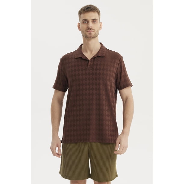 Polera Hombre Slim Cuello Camisero Chocolate- ll