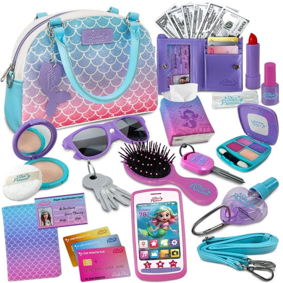 Set de monedero para niñas con forma de estrella, princesa y sirena