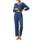 thumbnail image 1 of INSPIRE CHIC Conjuntos de Ropa de Casa para Mujer con Mangas Largas, Tops con Pantalones, Conjuntos de Pijama XS Azul, 1 of 6
