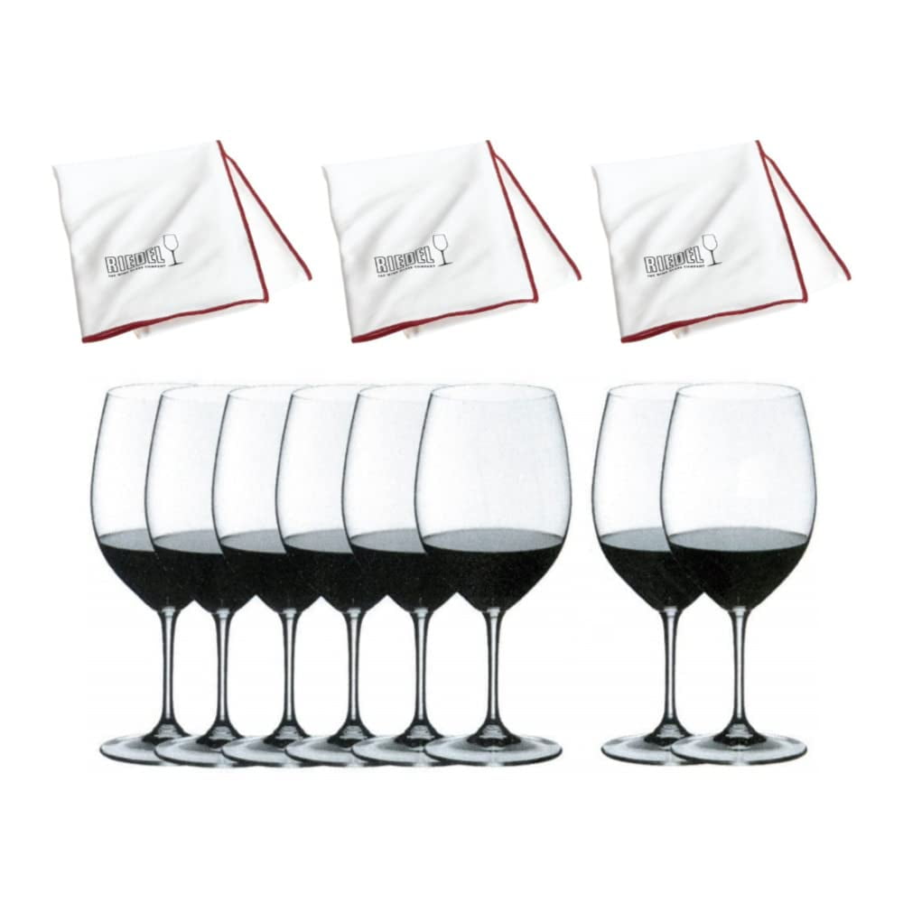Copas De Vino Riedel Vinum Bordeaux, Paquete De 8 Con Paño De Pulir