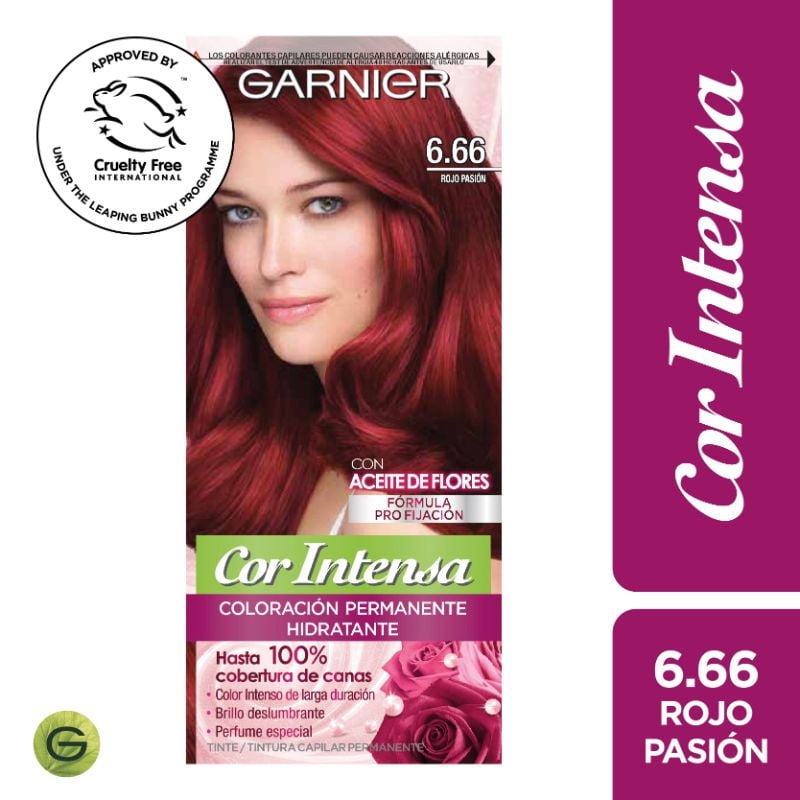 Coloración Cabello Cor Intensa De Garnier 6.66 Rojo Pasión 45 g Cor Intensa Garnier