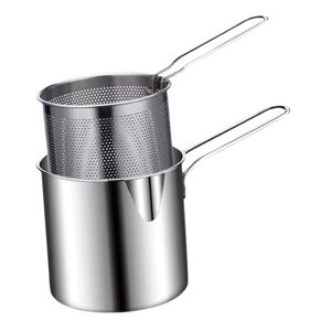 Magideal - Olla Para Freír Profunda De Acero Inoxidable Con Cesta Desmontable Para Herramientas De Cocina De Pollo De Fiesta