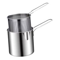 Magideal - Olla Para Freír Profunda De Acero Inoxidable Con Cesta Desmontable Para Herramientas De Cocina De Pollo De Fiesta