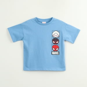 Polera Manga Corta Niño Spiderman Personajes Celeste Marvel