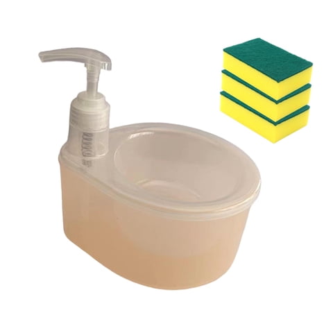 Bothyi - Dispensador De Jabón Líquido 2 En 1, 3 Esponjas Para Lavar Platos, Para Bar, Cocina, Encimera, Naranja